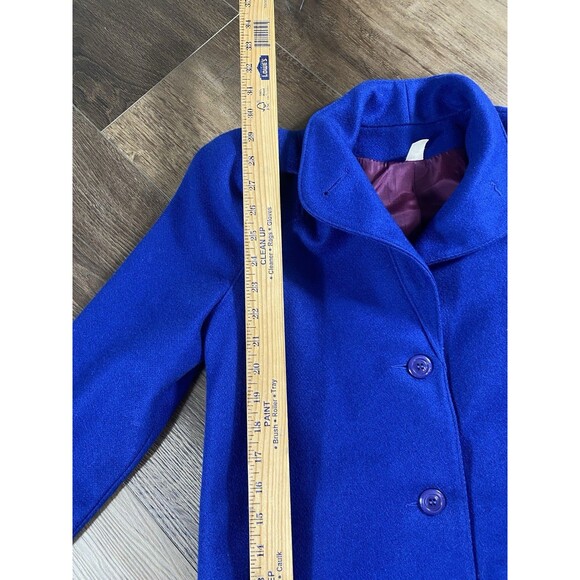 Vintage 80s Wool Blue Button Up Overcoat Mid Length Made In USA Women’s Xs - Picture 6 of 8